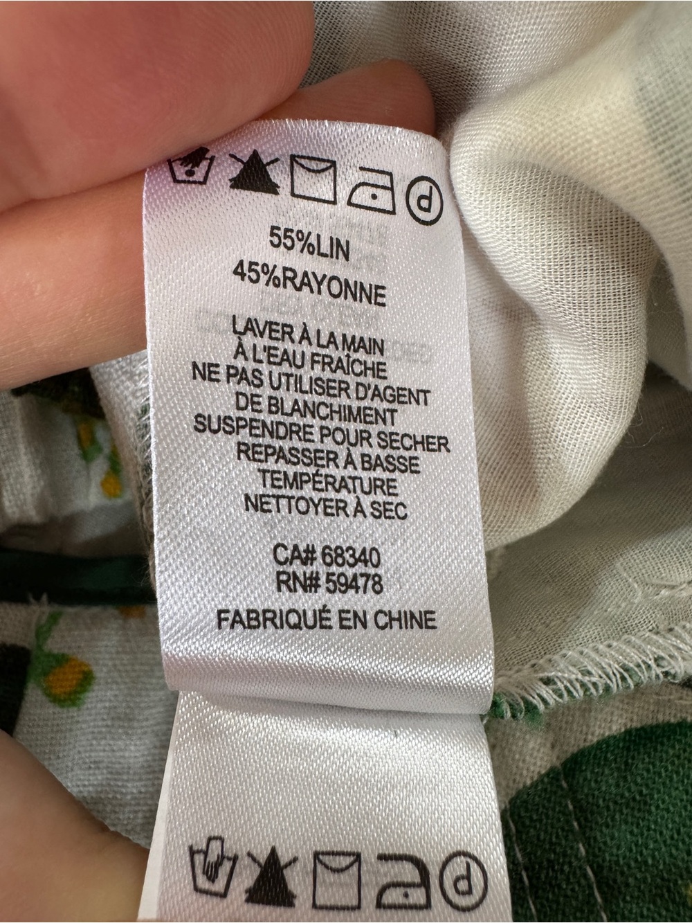 Joie Tropical Print Linen Blend Wide Leg Crop Pants Tie Waist Green White Size M - Picture 13 of 14
